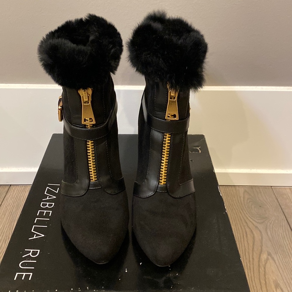 Black Fur Trimmed Boots